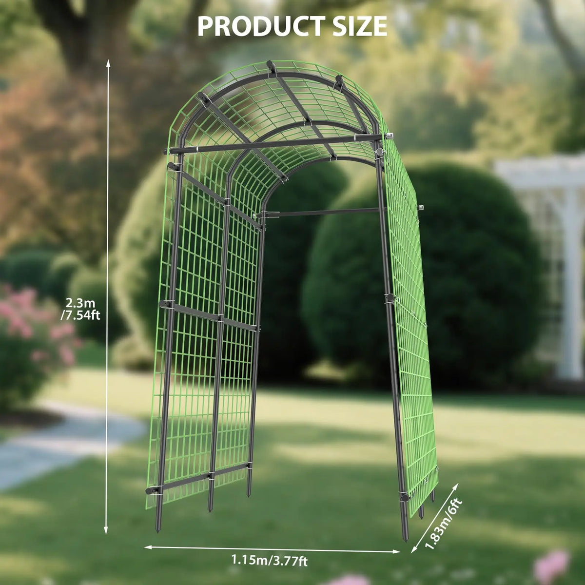 Metal Garden Arch Trellis With Netting For Climbing Plants
