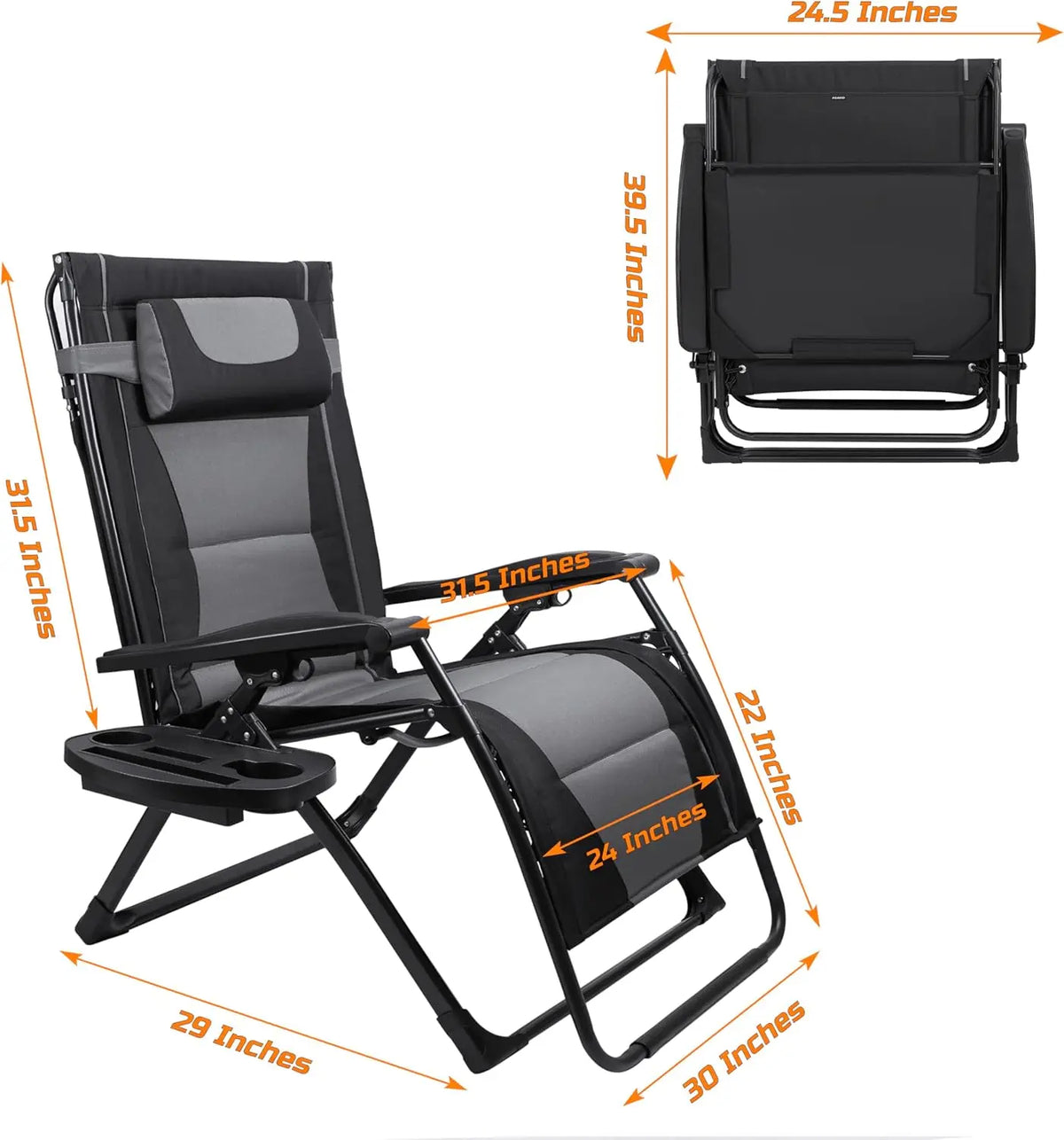 Zero Gravity Reclining Folding Chair With Sunshade For Outdoors