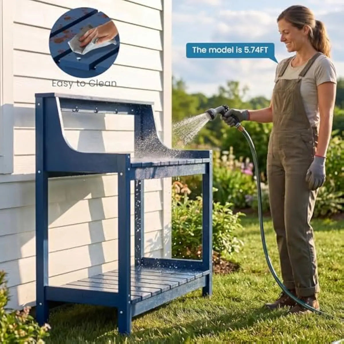 All Weather HDPE Outdoor Potting Bench With Tool Hooks