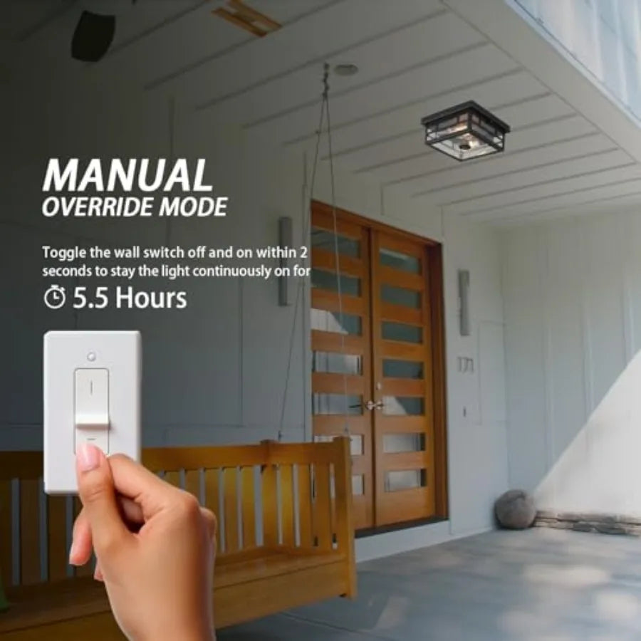 Outdoor Motion Sensor Flush Mount Ceiling Light With Clear Glass