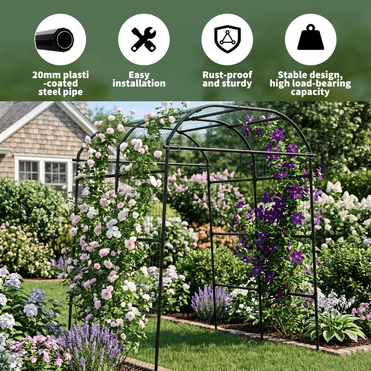 HiMISS Metal Garden Arch Trellis For Climbing Plants