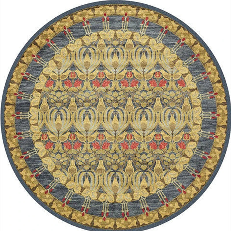 Round European Style Thick Polyester Anti-Slip Living Room Rug