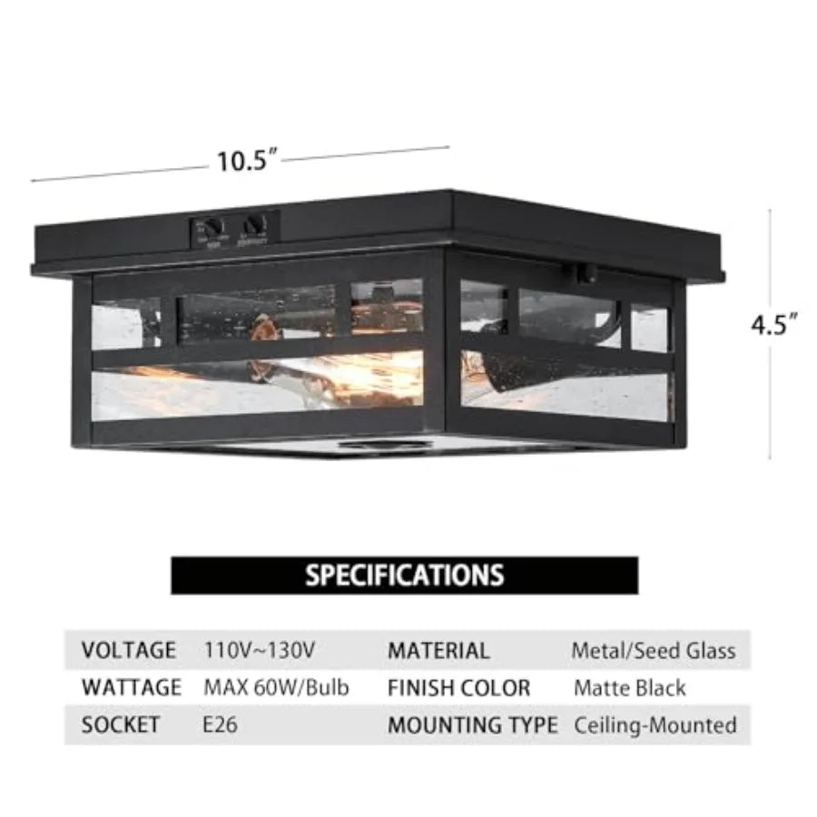 Outdoor Motion Sensor Flush Mount Ceiling Light With Clear Glass