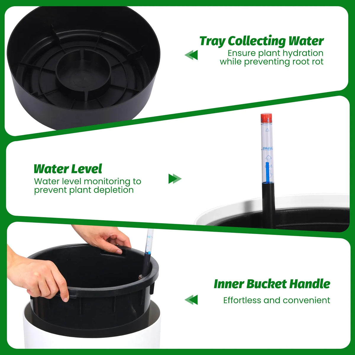 HiMISS Self Watering Planters With Water Level Indicator Set