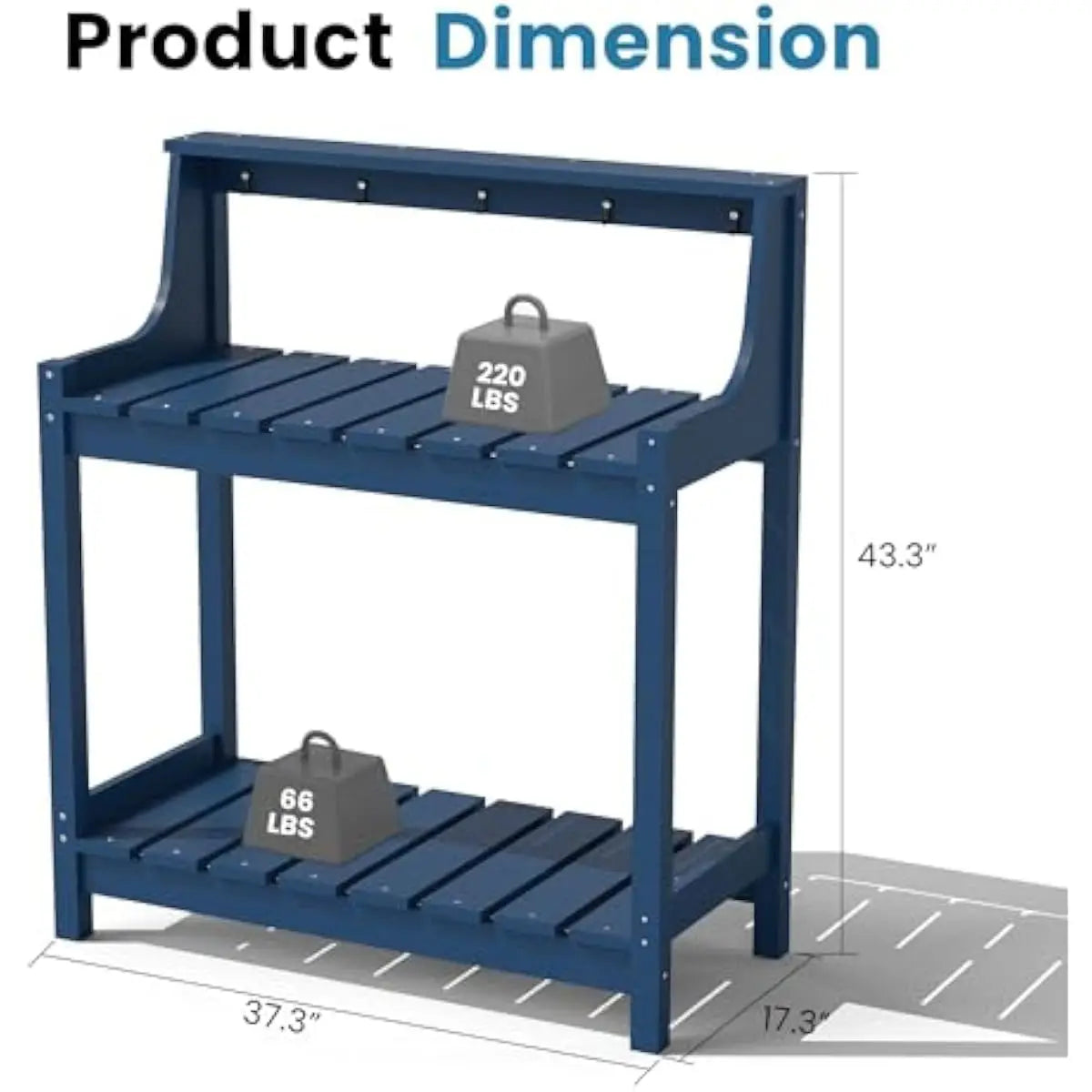 All Weather HDPE Outdoor Potting Bench With Tool Hooks