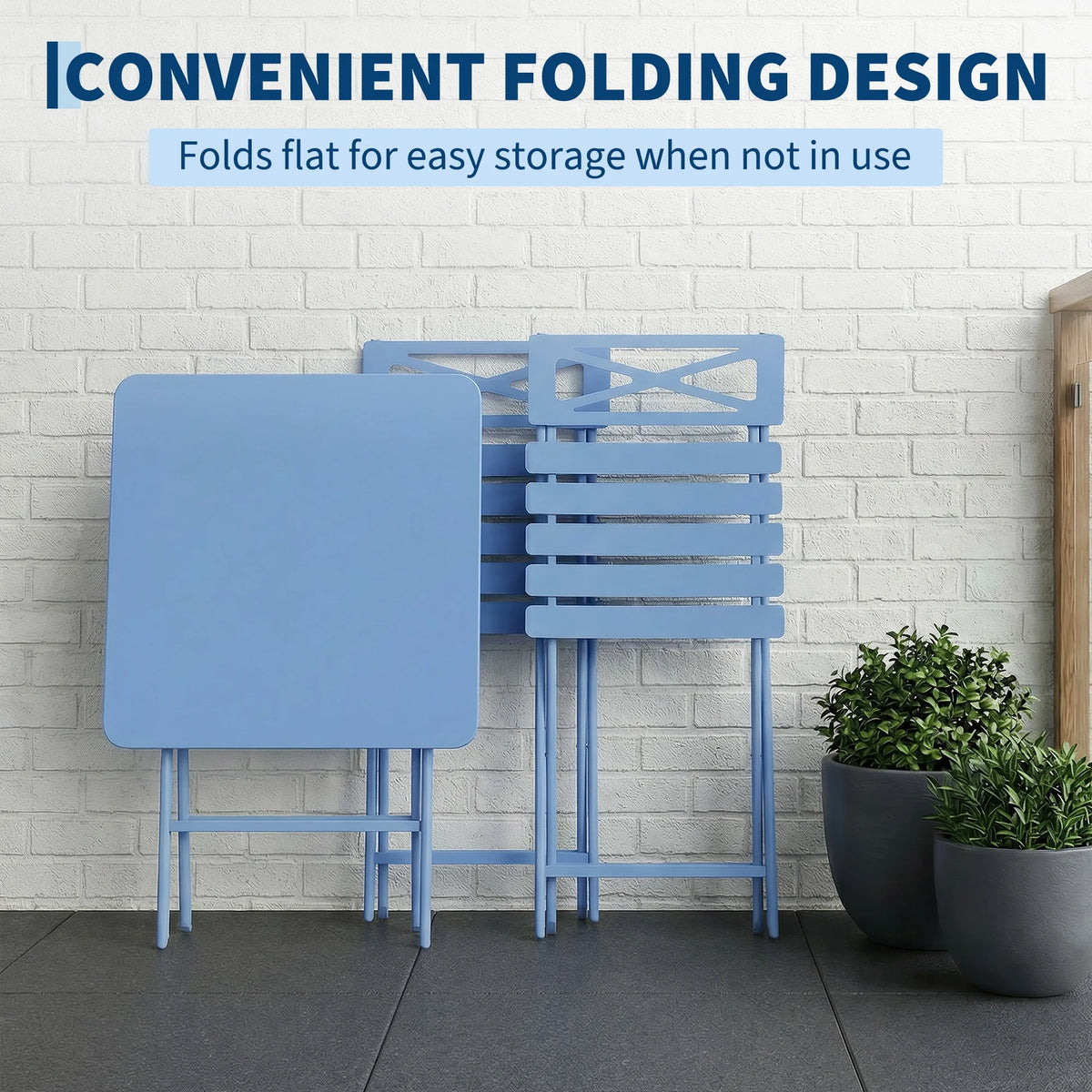 GarveeLife Folding Patio Bistro Set With Table And Two Chairs