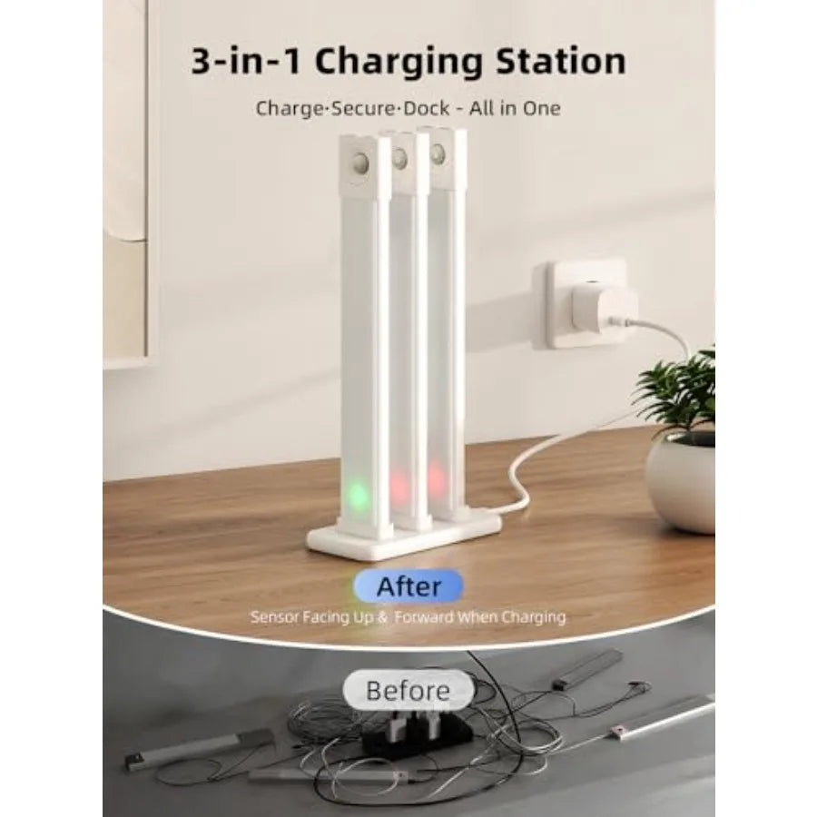 Wireless LED Under Cabinet Lights With Charging Station Motion Sensor