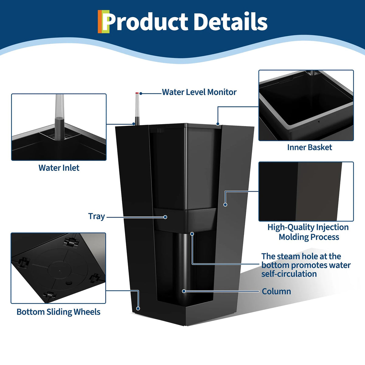 HiMISS Self Watering Planters With Drainage For Indoor Outdoor Plants