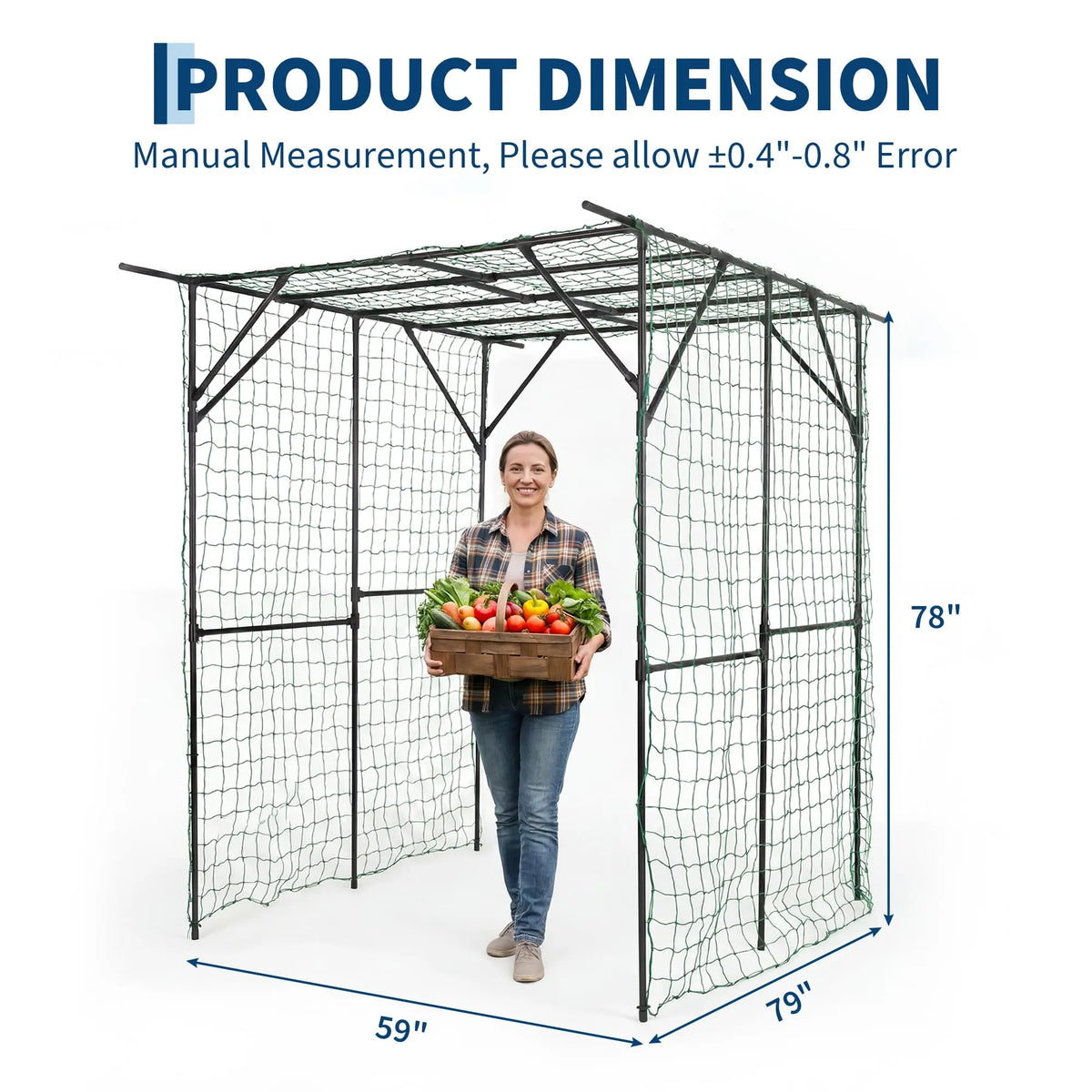 HiMISS Metal Garden Arch Trellis With Netting For Climbing Plants