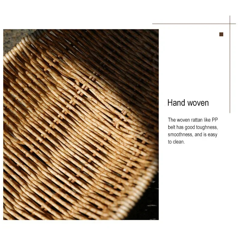 Hand Woven Imitation Rattan Fruit Basket Home Kitchen Storage
