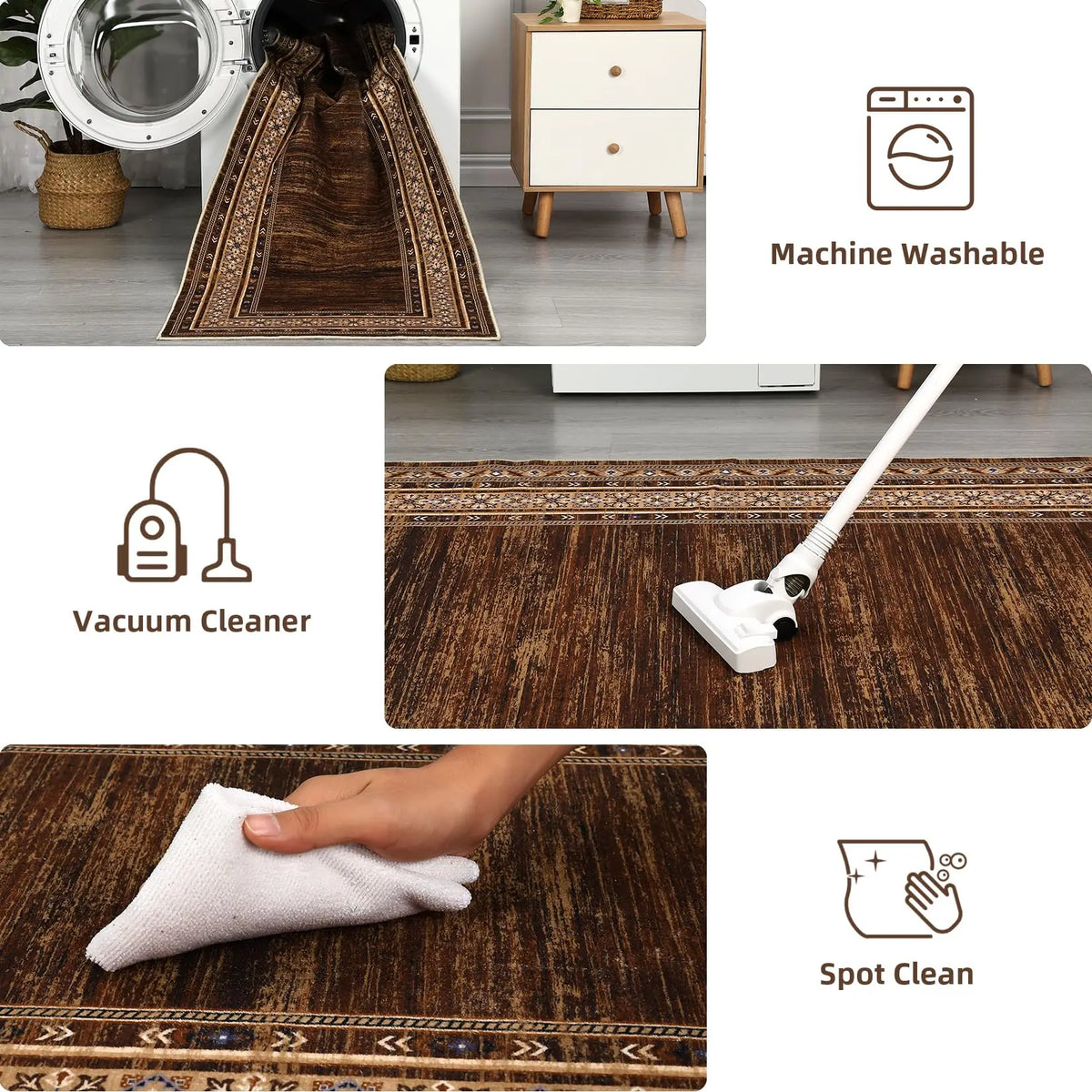 Contemporary Washable Polyester Area Rug For Modern Living Space