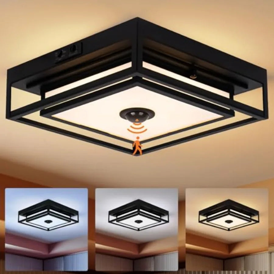 LED Motion Sensor Outdoor Flush Mount Ceiling Light Fixture