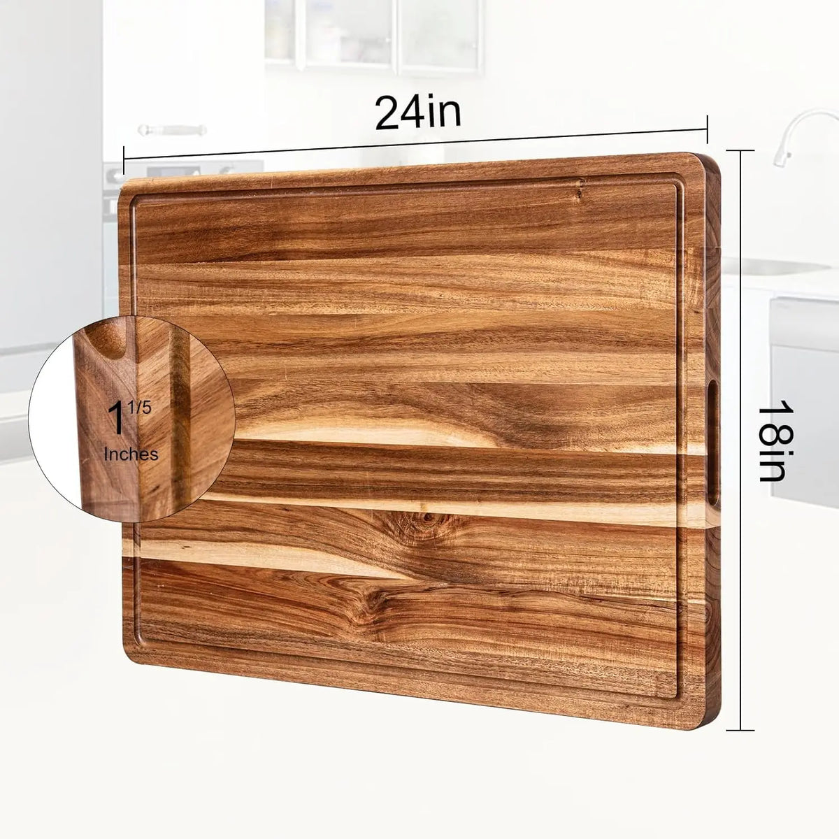 Twister Reversible Wood Cutting Board With Juice Groove And Handle