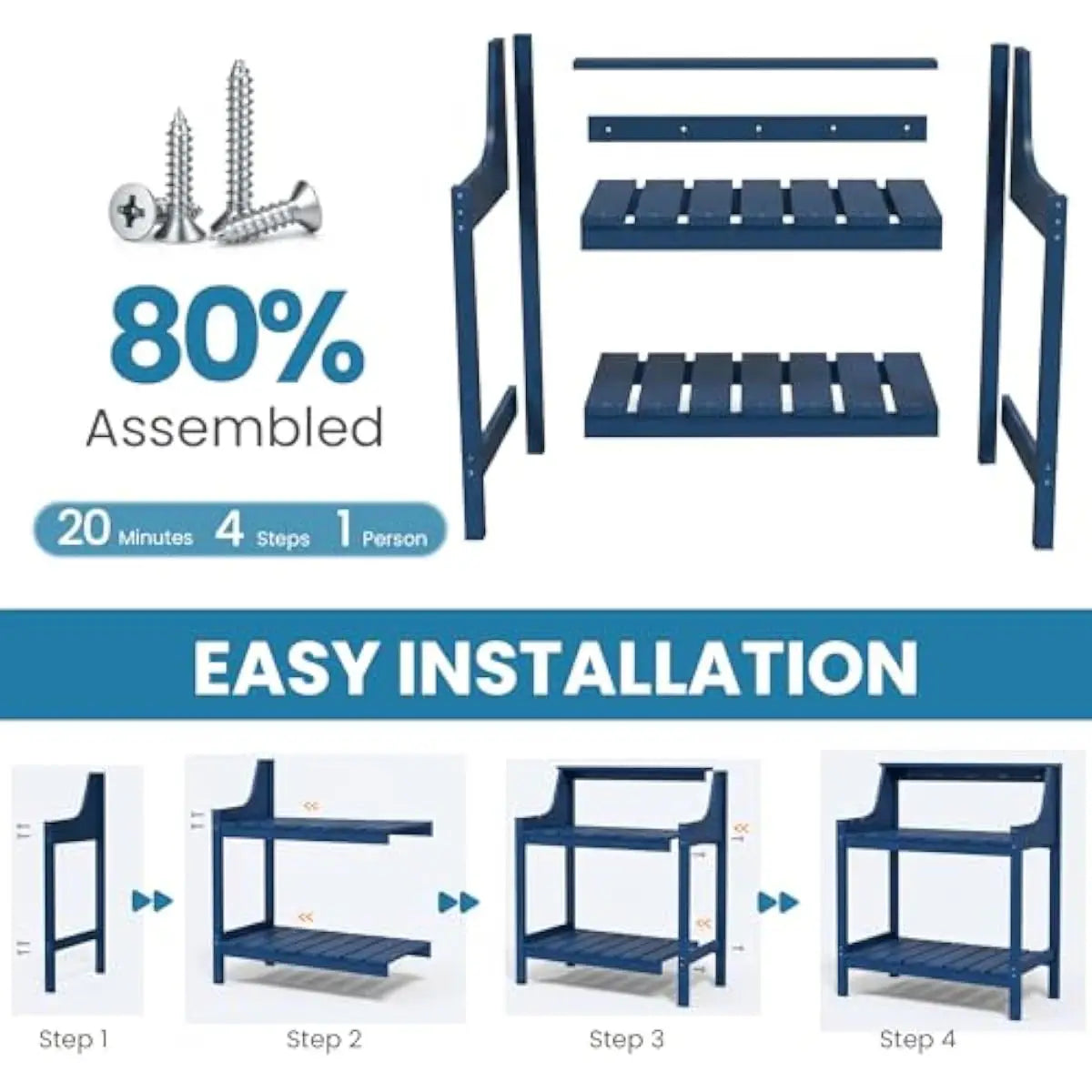 All Weather HDPE Outdoor Potting Bench With Tool Hooks