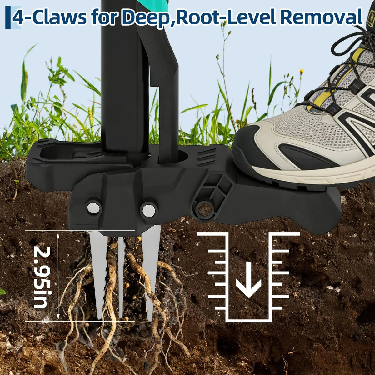 Long Handle Stand Up Weed Puller With Easy Eject Foot Pedal