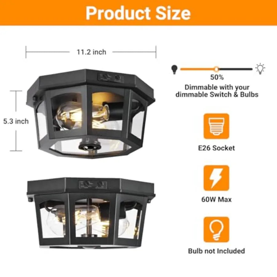 Outdoor Motion Sensor Ceiling Light, Dusk To Dawn Porch Fixture
