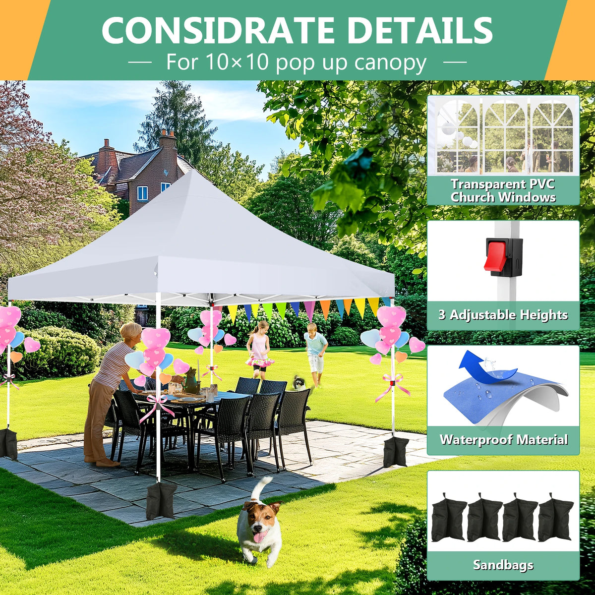 Tooluck Waterproof Instant Canopy Featuring Removable Sidewalls
