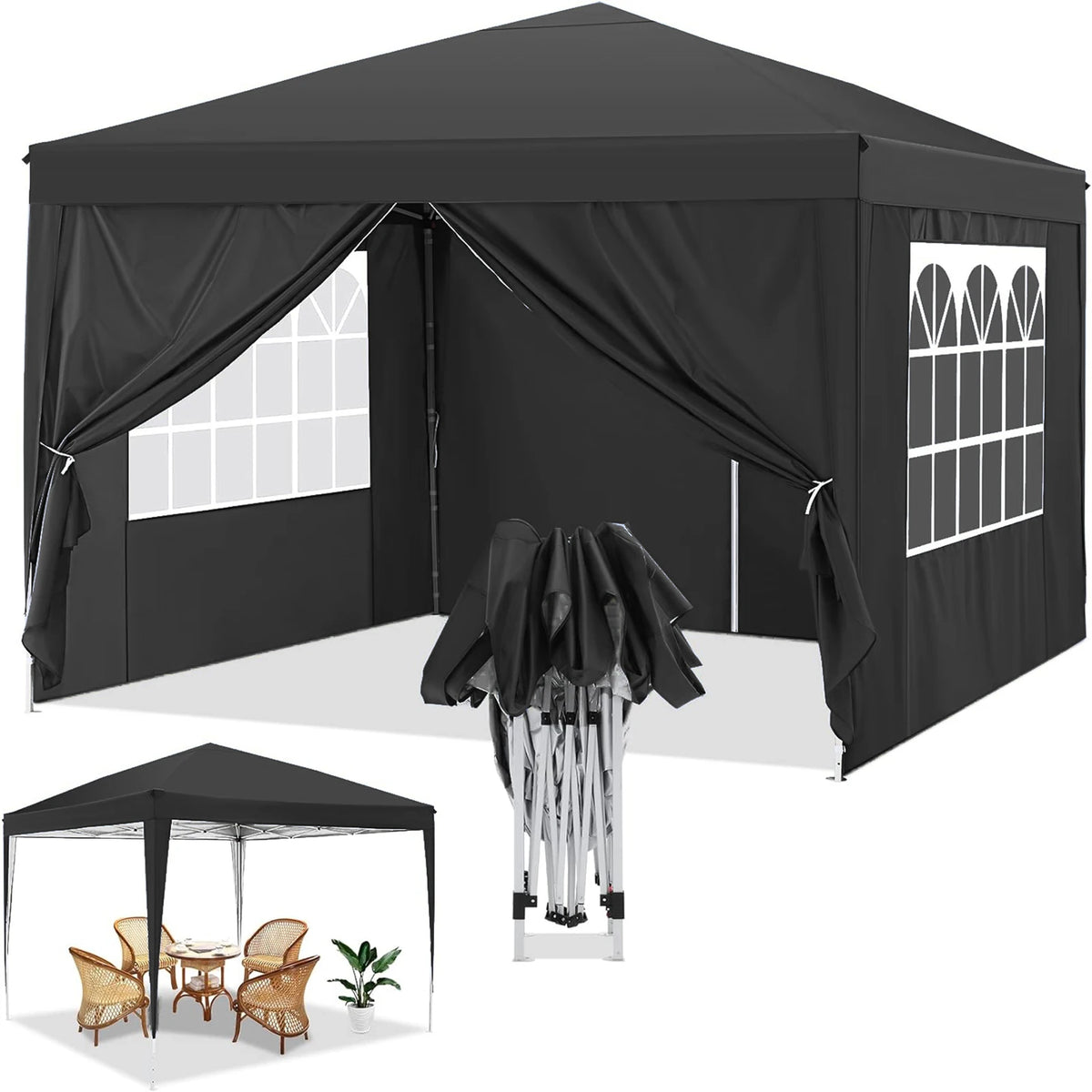 Tooluck Waterproof Instant Pop Up Canopy Tent With Sidewalls