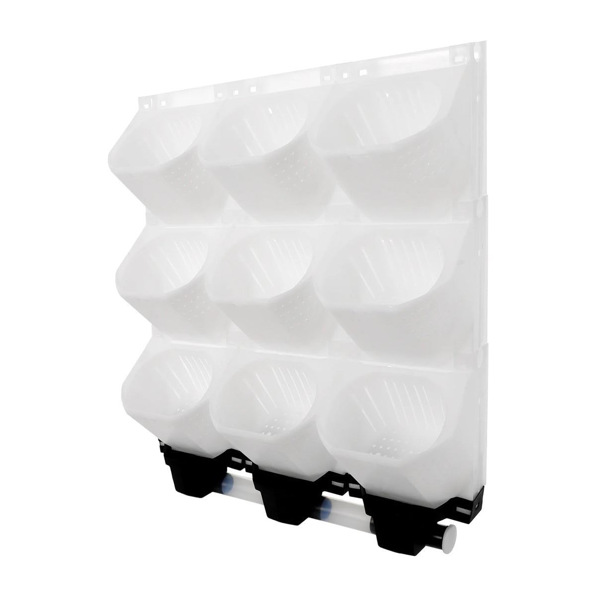 Modular Vertical Wall Planter With Nine Pots And Drainage Trays