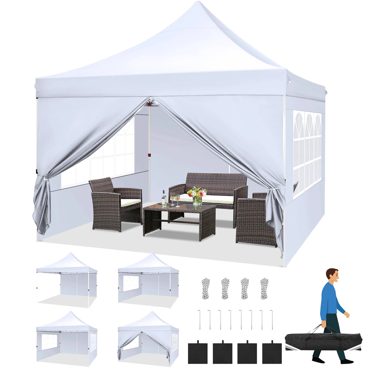 Tooluck Waterproof Instant Canopy Featuring Removable Sidewalls