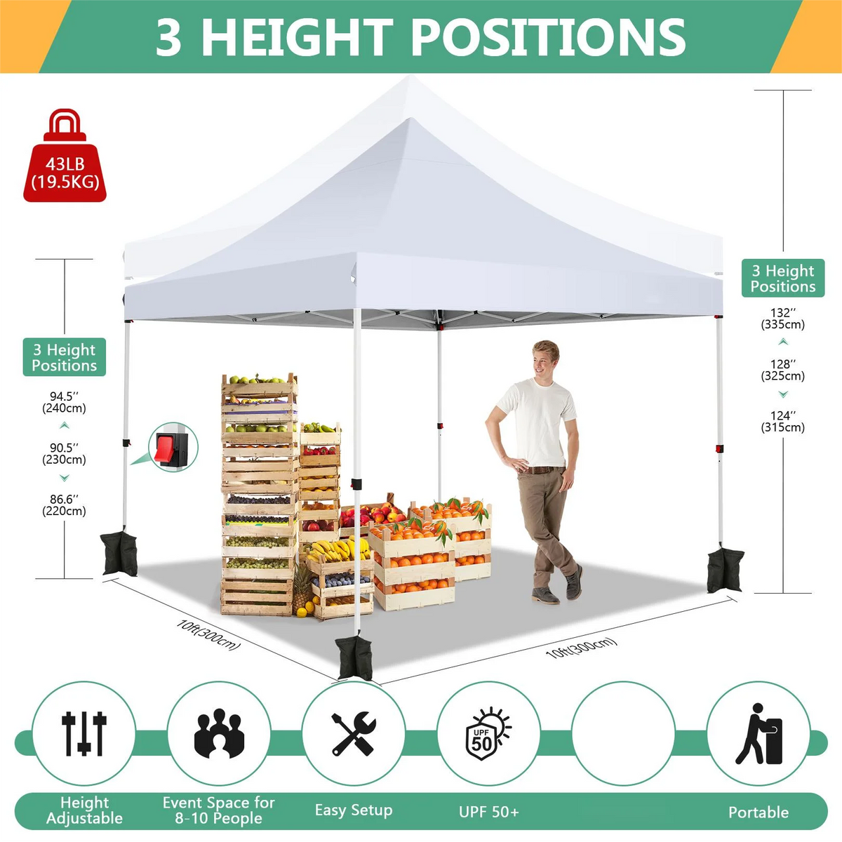 Tooluck Waterproof Instant Canopy Featuring Removable Sidewalls