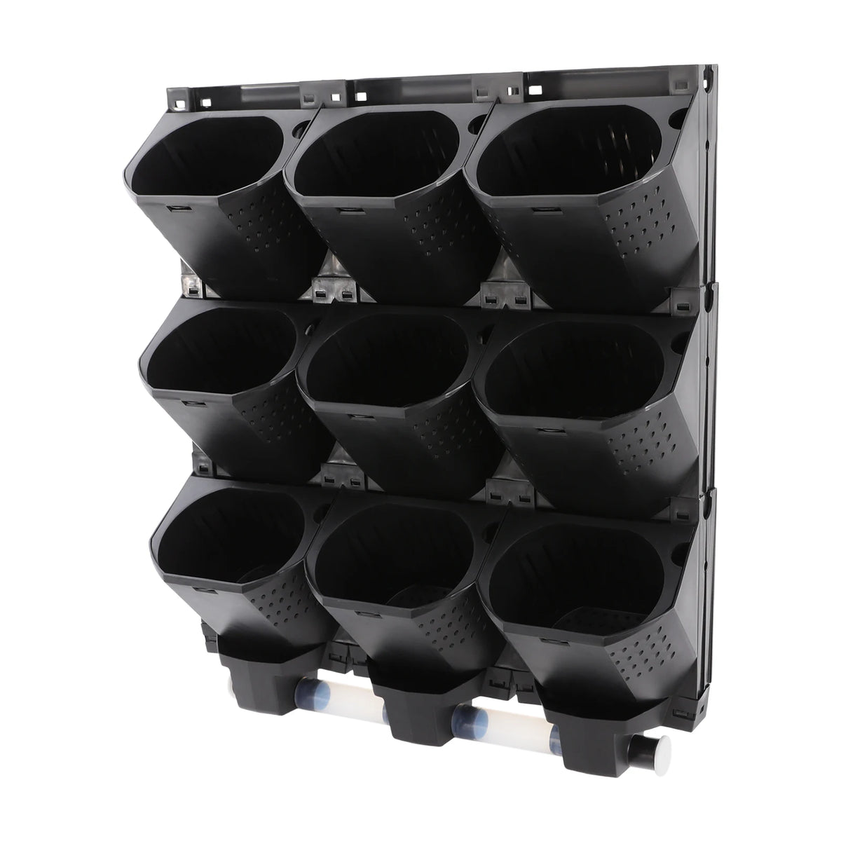 Modular Vertical Wall Planter With Nine Pots And Drainage Trays