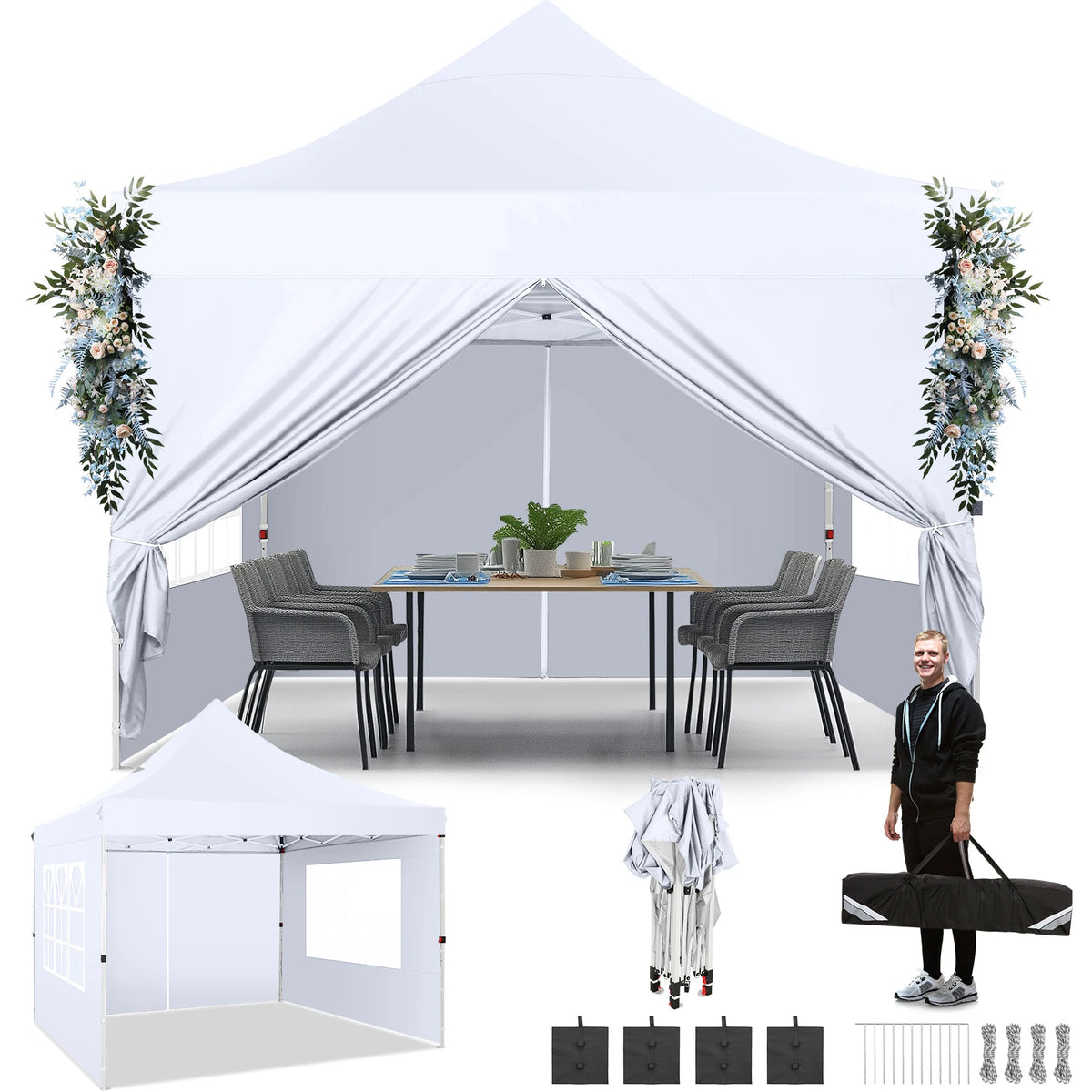 Tooluck Waterproof Instant Canopy Featuring Removable Sidewalls