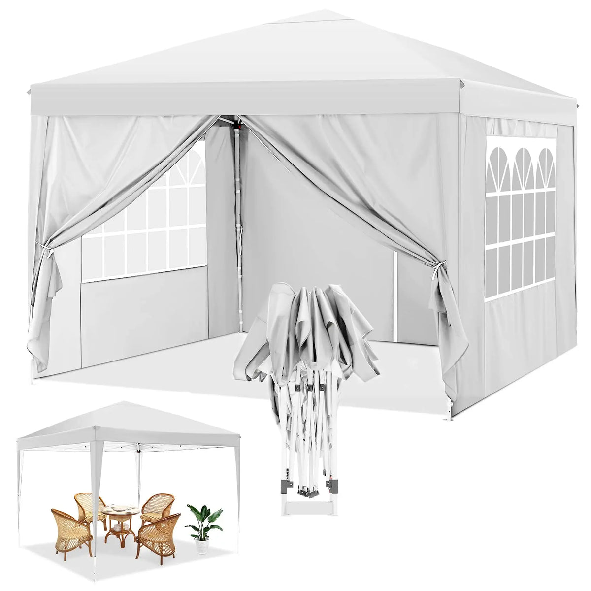 Tooluck Waterproof Instant Pop Up Canopy Tent With Sidewalls