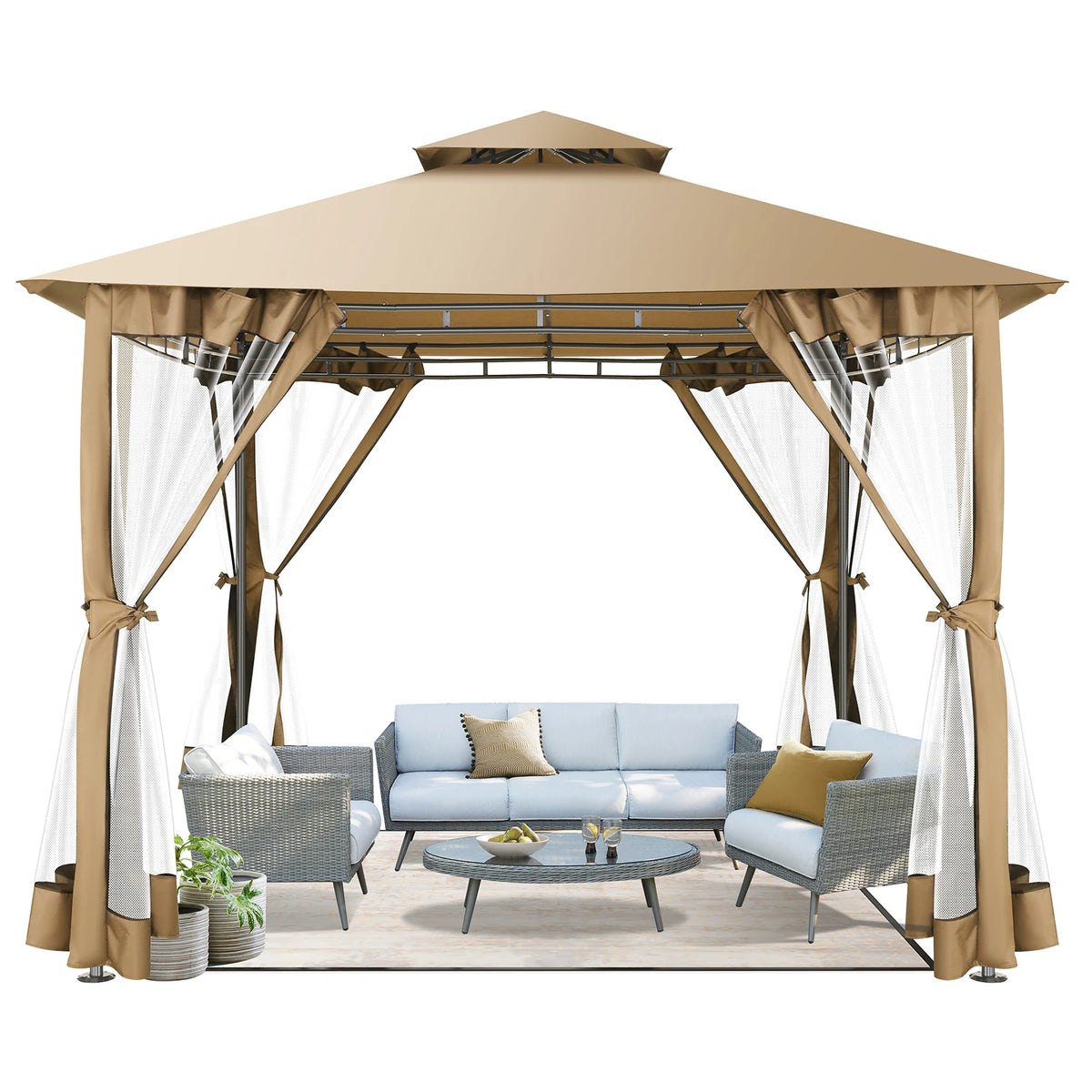 Tooluck Heavy Duty Steel Frame Gazebo With Cold Proof Curtains