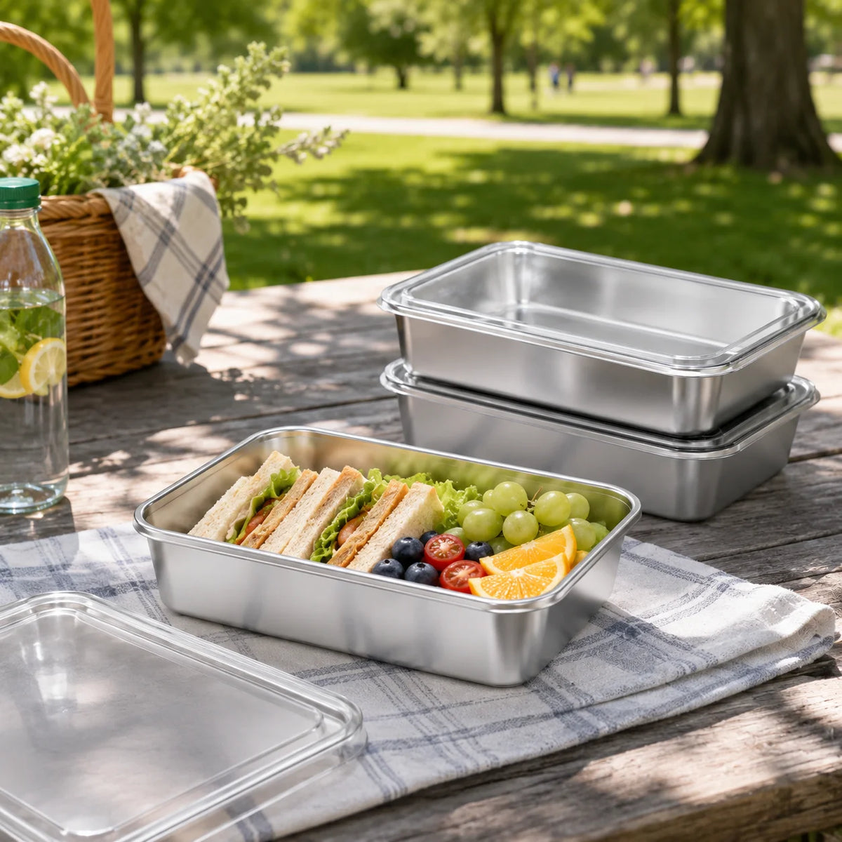 Leakproof Stainless Steel Meal Prep Container With Clear Lid