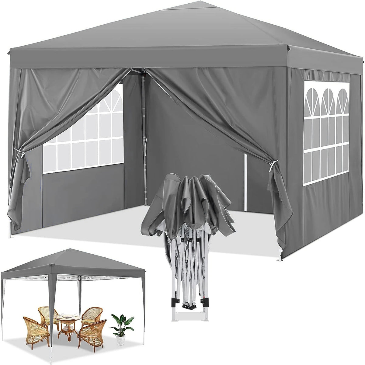 Tooluck Waterproof Instant Pop Up Canopy Tent With Sidewalls