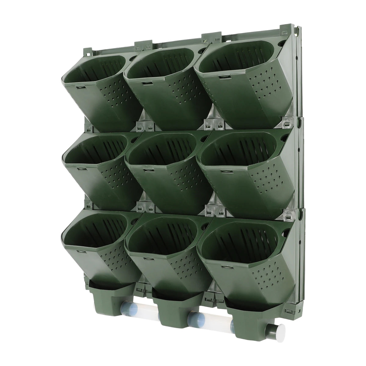 Modular Vertical Wall Planter With Nine Pots And Drainage Trays