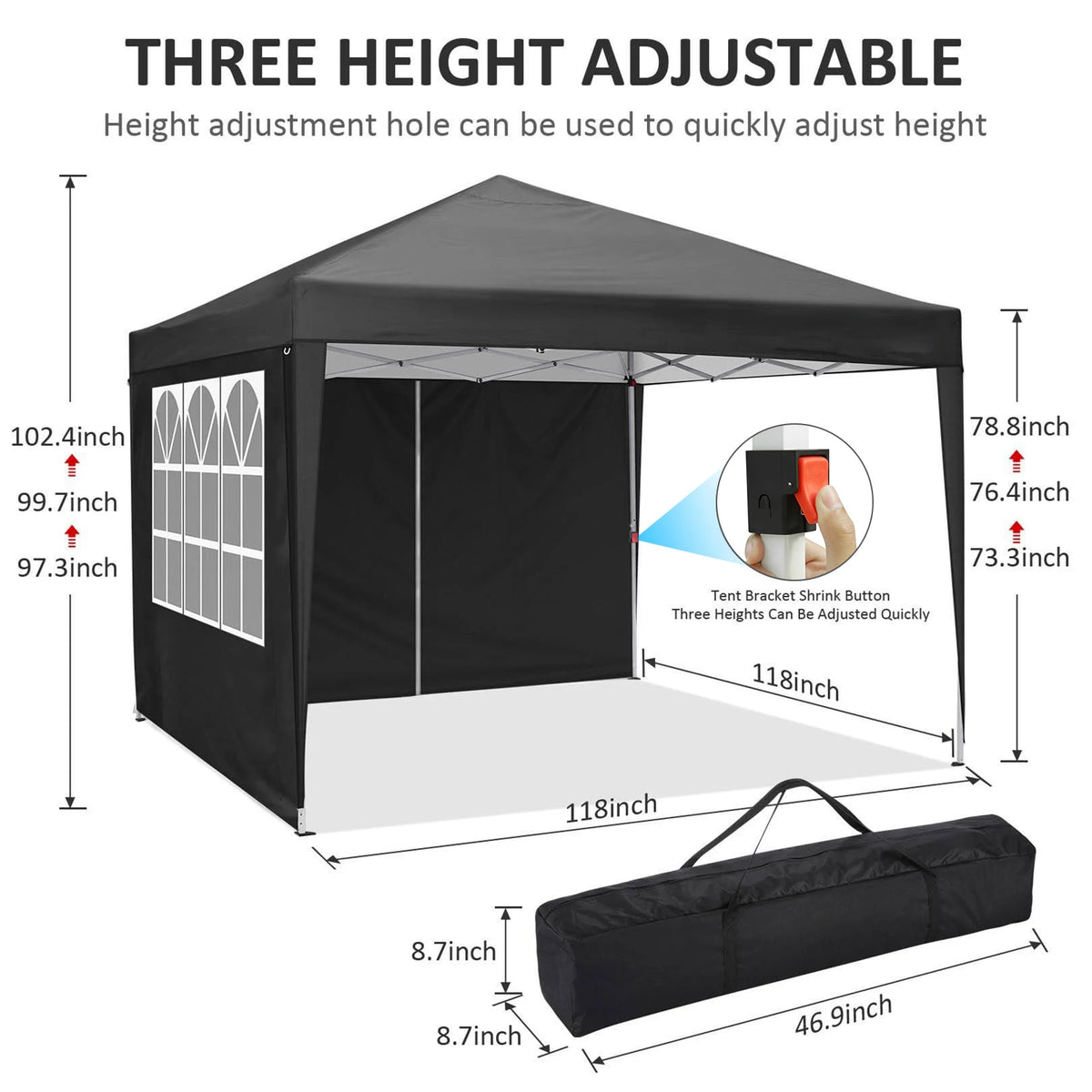 Tooluck Waterproof Instant Pop Up Canopy Tent With Sidewalls