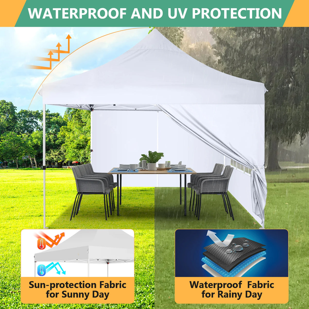 Tooluck Waterproof Instant Canopy Featuring Removable Sidewalls