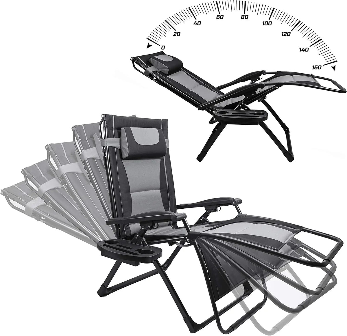 Zero Gravity Reclining Folding Chair With Sunshade For Outdoors
