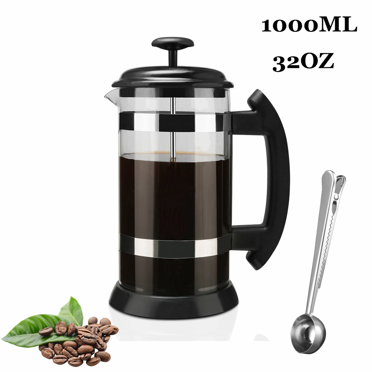Recafimil French Press Coffee Maker With Borosilicate Glass Filter Carafe