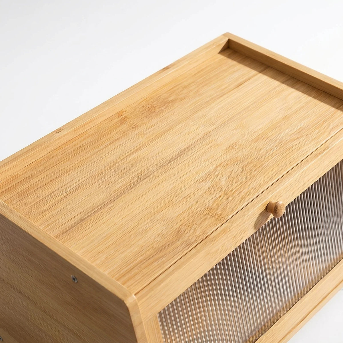 Single Tier Farmhouse Bamboo Bread Box for Kitchen Countertop