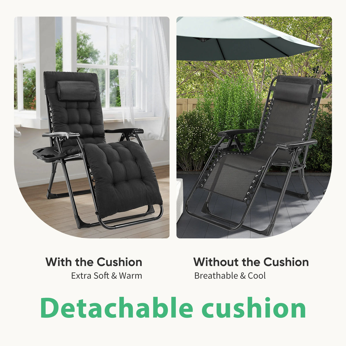 JHK Zero Gravity Recliner Folding Outdoor Patio Lounge Chair