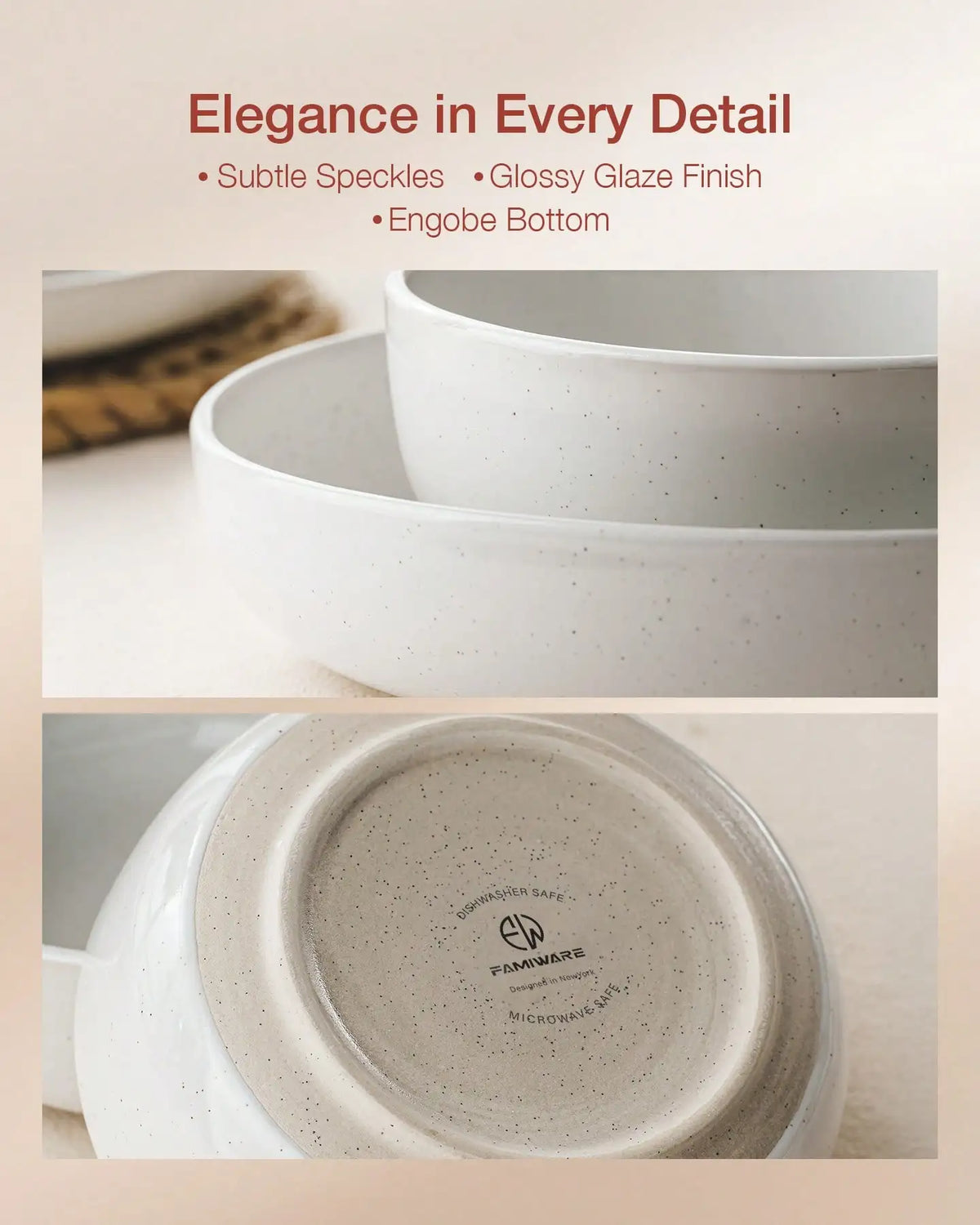 Modern Ceramic Dinnerware Set With Microwavable Plates And Bowls