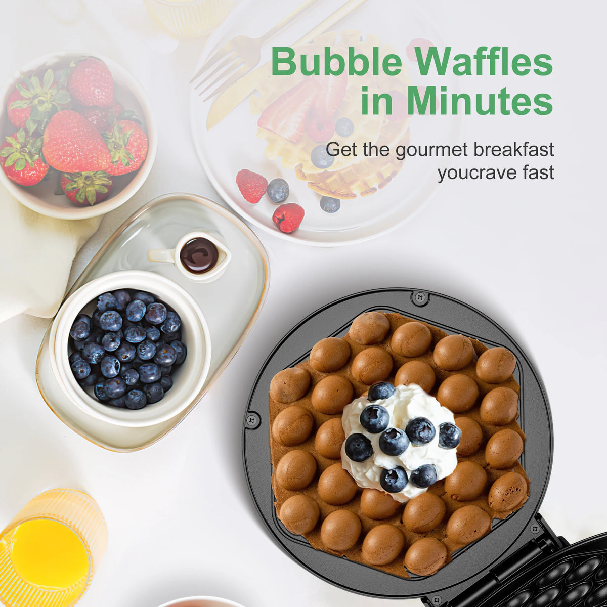 Cachoo Bubble Waffle Maker With Nonstick Plate And Fast Heating