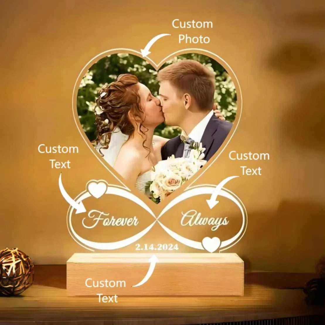 Personalized Acrylic Picture Frame For Wedding Anniversary Couple Gift