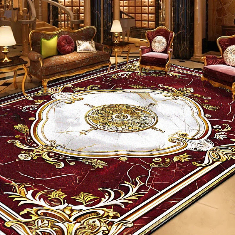 LYAHKAE European Style Printed Nonslip Decorative Floor Rug