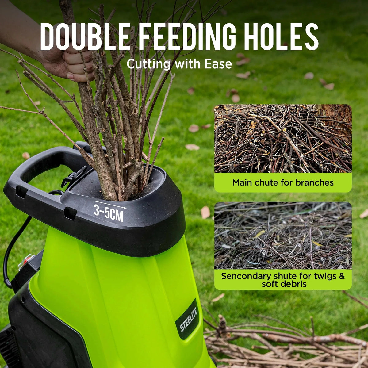 Deli Electric Wood Chipper Shredder With Leaf Mulcher