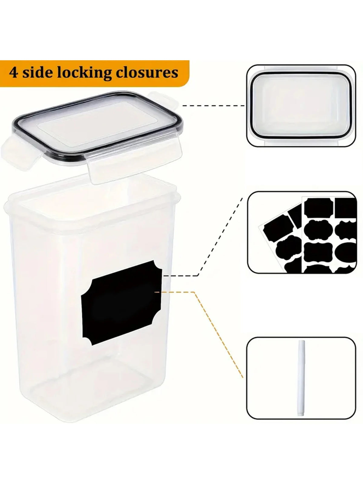 Airtight Food Storage Containers With Labels For Spices Grains Flour