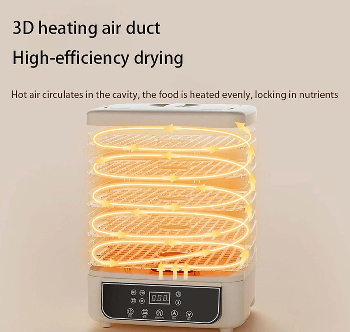 Electric Food Dehydrator With Adjustable Touch Control Panel