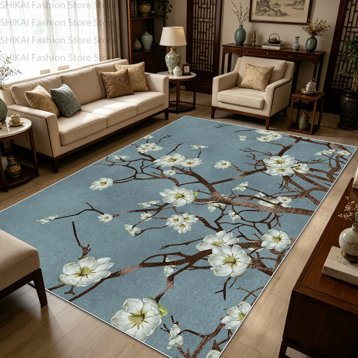 Lyahkae Chinese Ink Painting Soft Non Slip Indoor Floor Rug