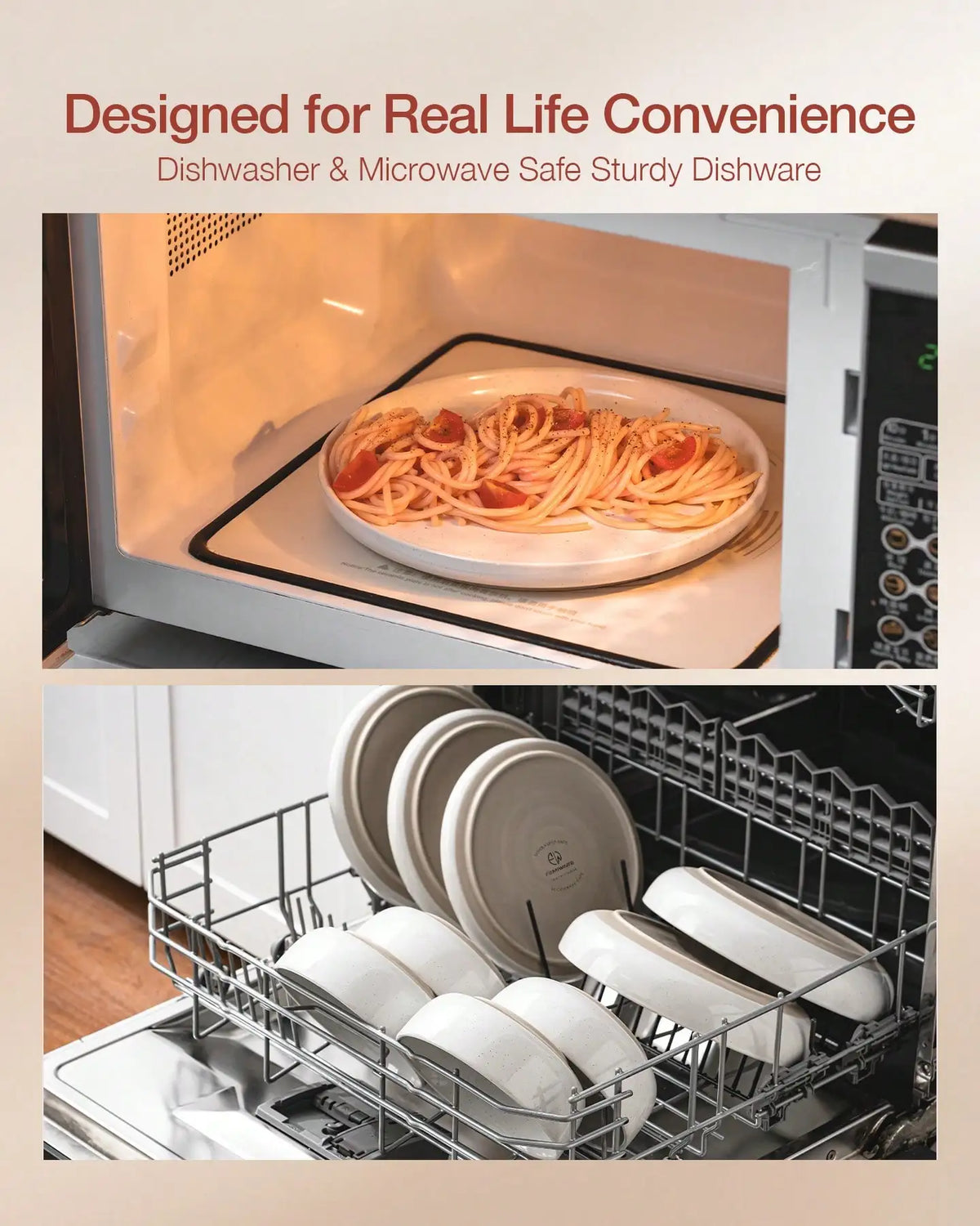 Modern Ceramic Dinnerware Set With Microwavable Plates And Bowls
