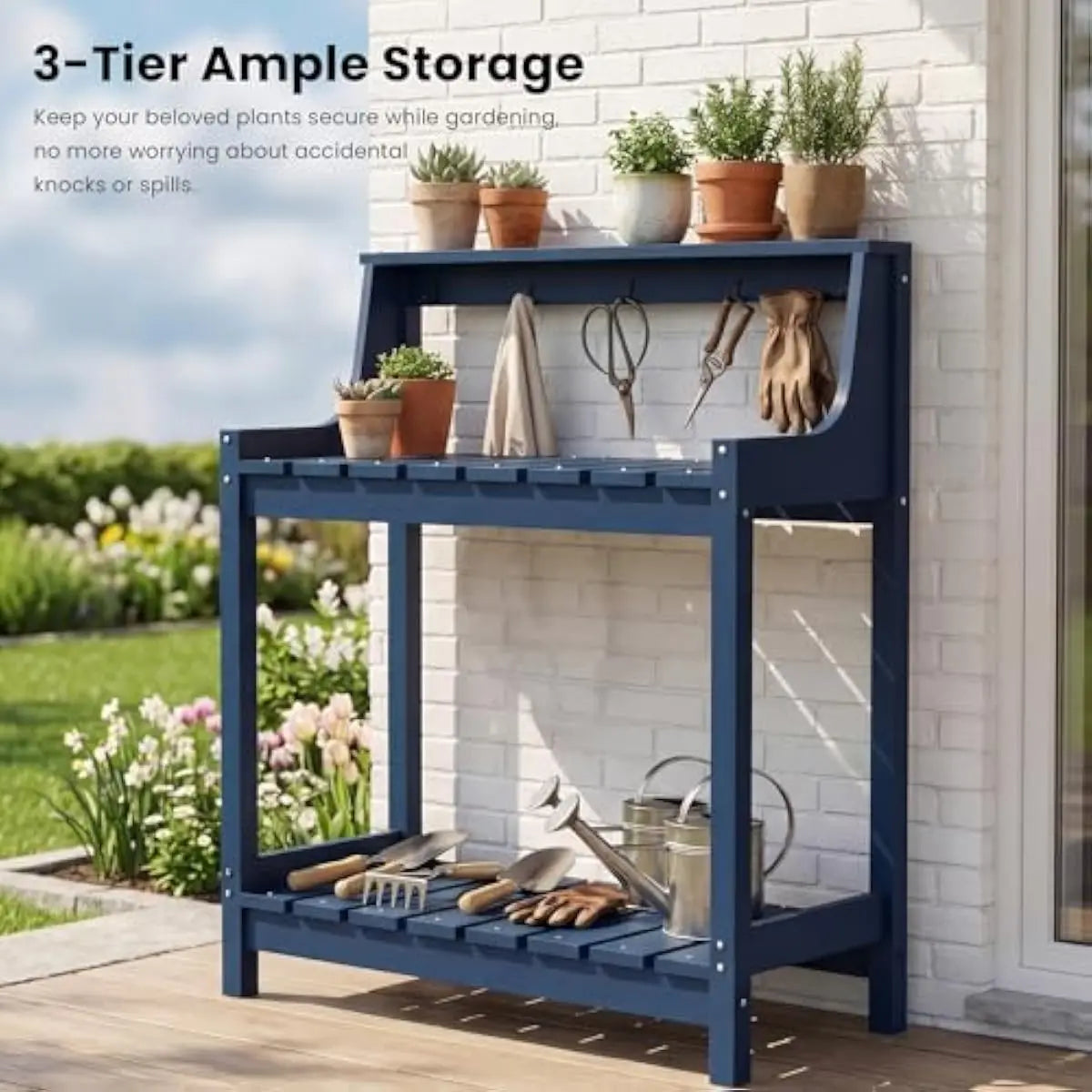 All Weather HDPE Outdoor Potting Bench With Tool Hooks