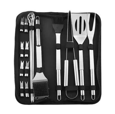 Stainless Steel Barbecue Grill Tool Set With Portable Cloth Bag