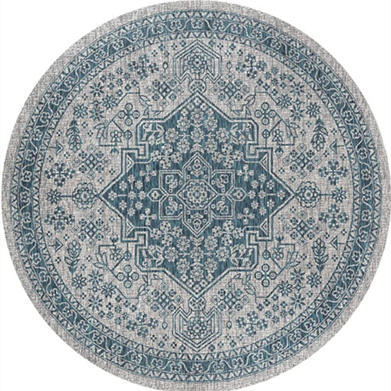 Round European Style Thick Polyester Anti-Slip Living Room Rug